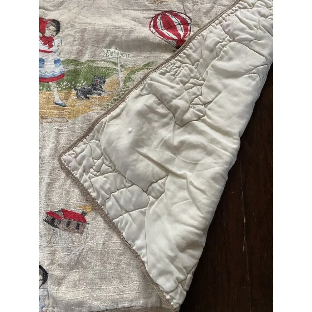 Vtg Wizard Of Oz Blanket Barkcloth Dorothy Toto Scarecrow Lion 40